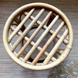 Pouf en rotin vintage