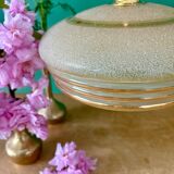 Suspension vintage lampshade in frosted yellow and gold glass