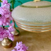 Suspension vintage lampshade in frosted yellow and gold glass