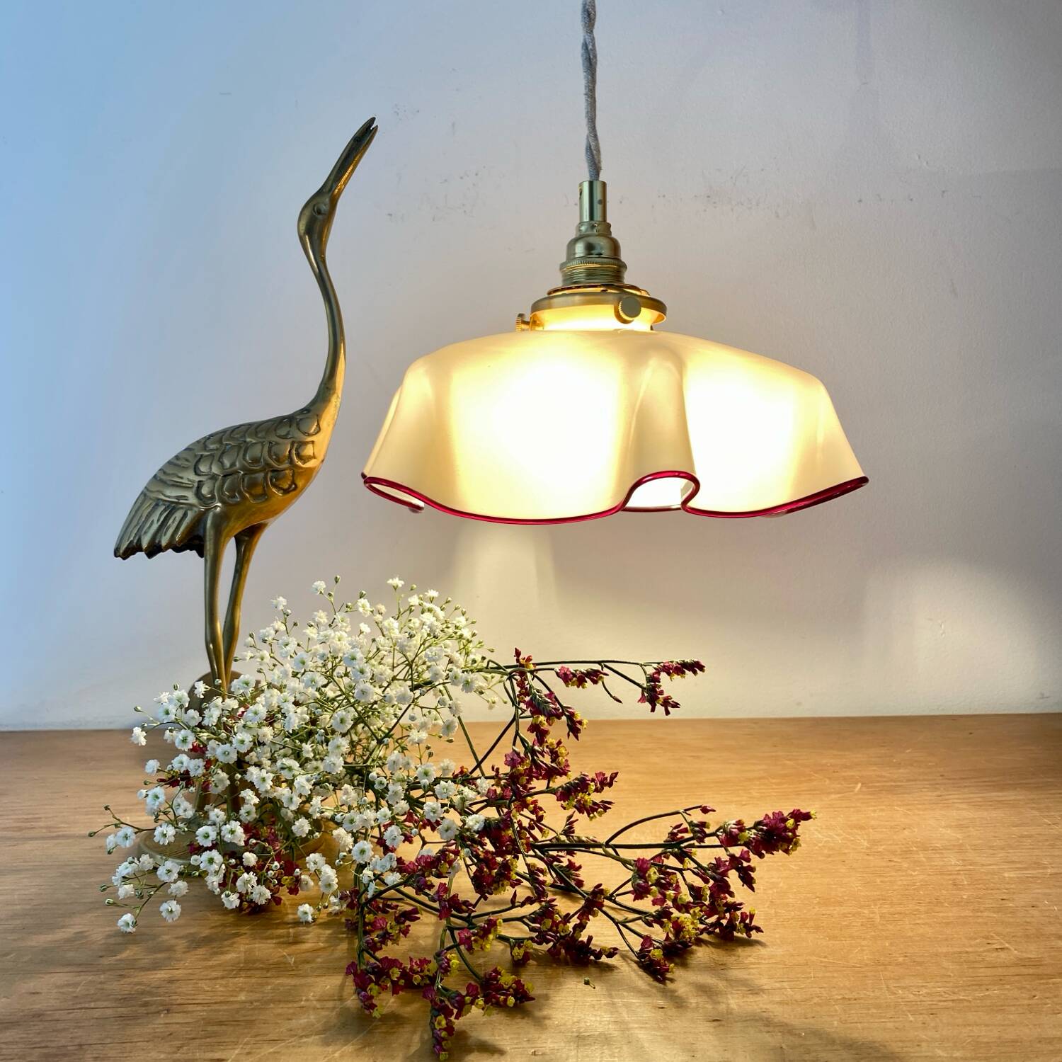 Vintage yellow opaline lampshade pendant light