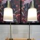 Paire de grandes lampes modulables industrielles 1950.