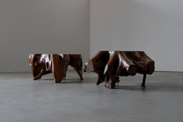 Tables basses tronc d'arbre - France années 1970