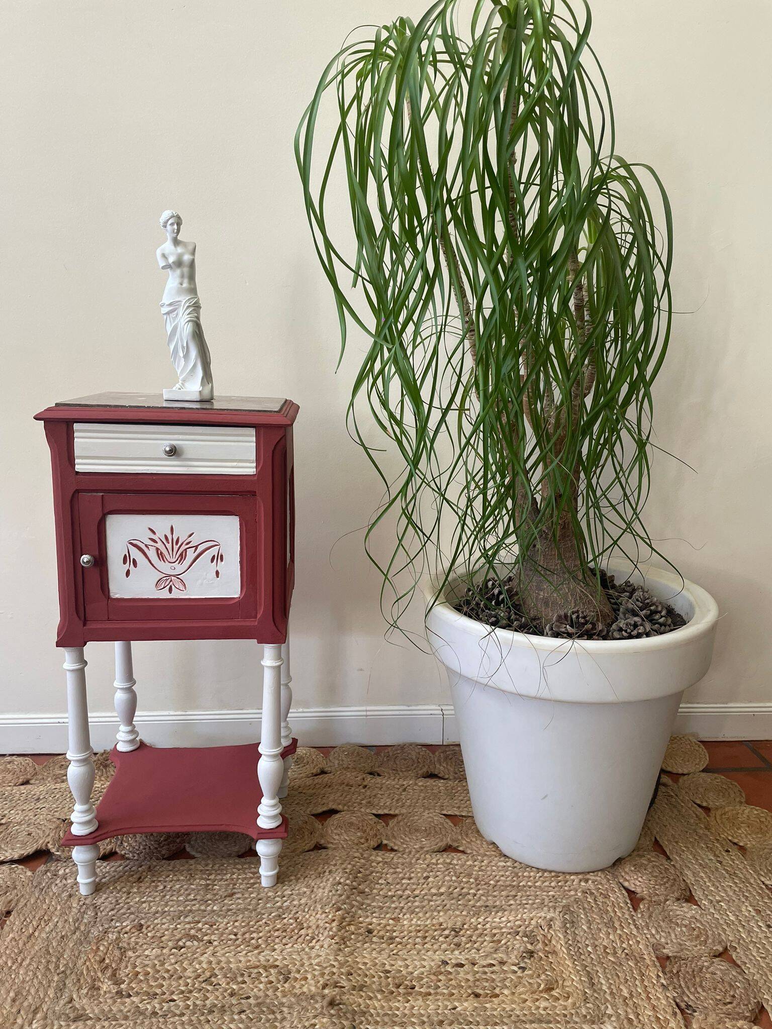 Vintage Lys Marble Wood Bedside Table