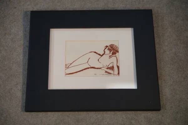 Painting/sanguine by Lucien Vignolle after Modigliani 1990’s