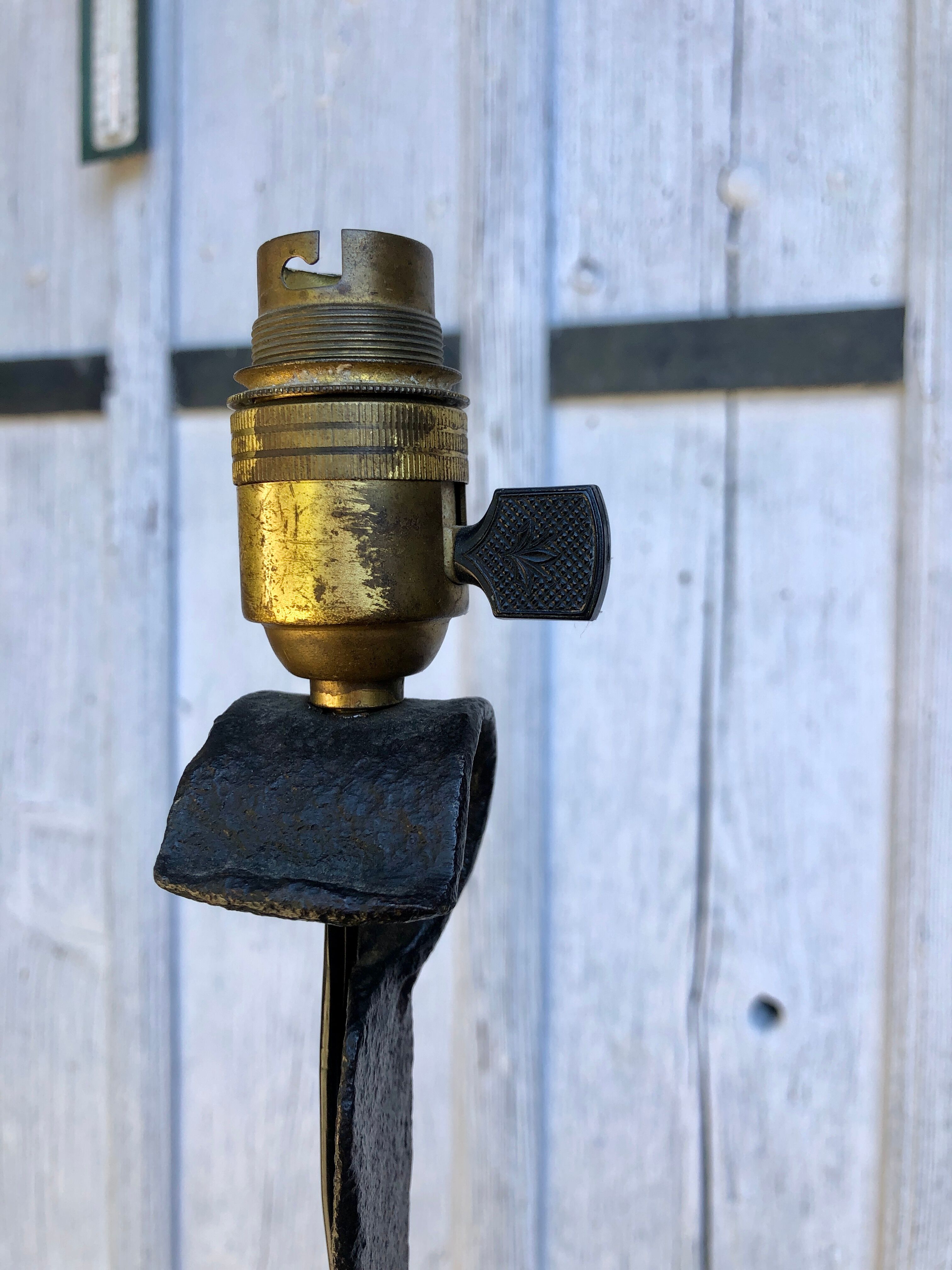 Brutalist wrought iron floor lamp 1970