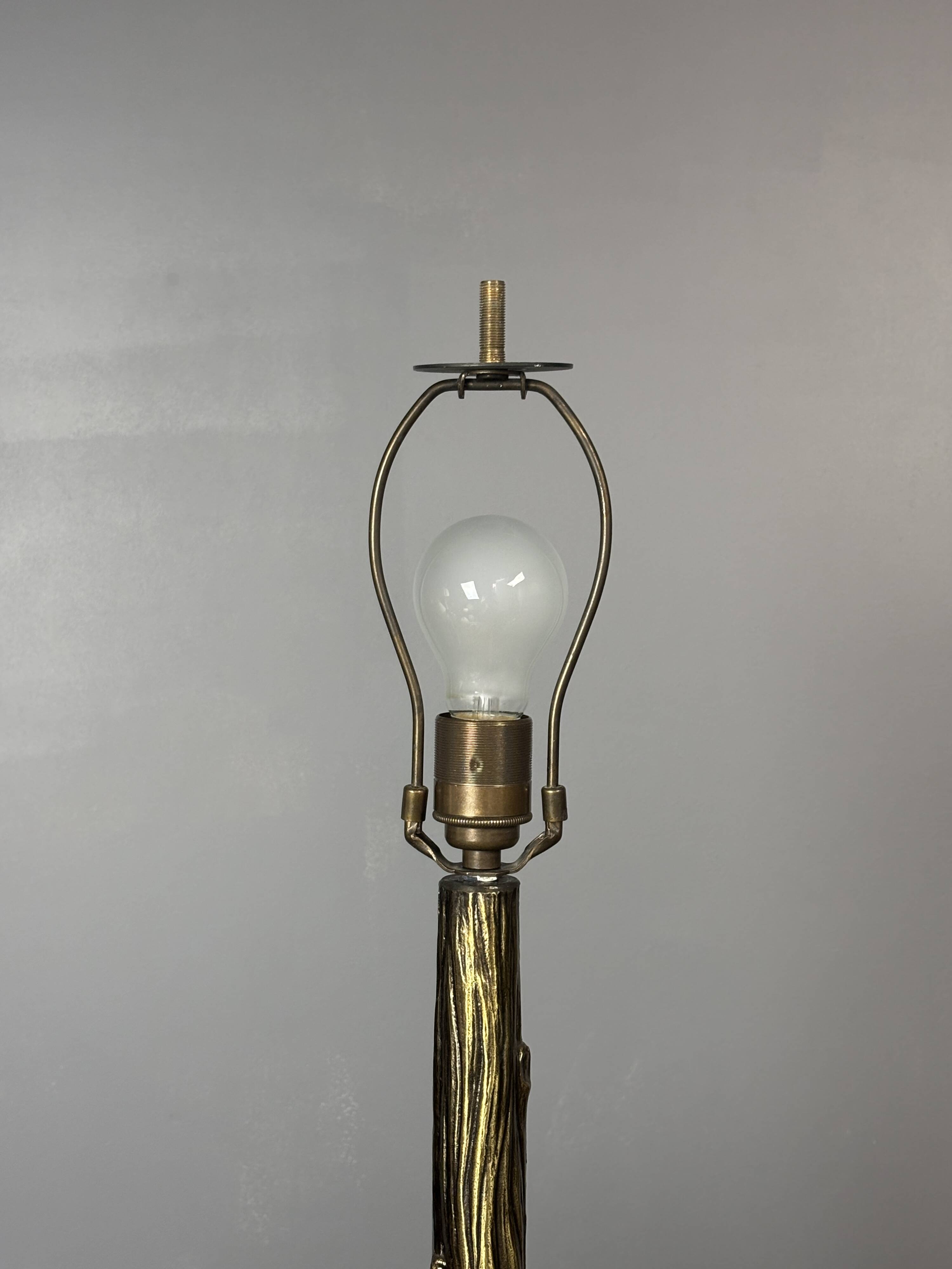 Mid-Century Pencil Reed Rattan Bamboo and Brass Table Lamp, 1970s