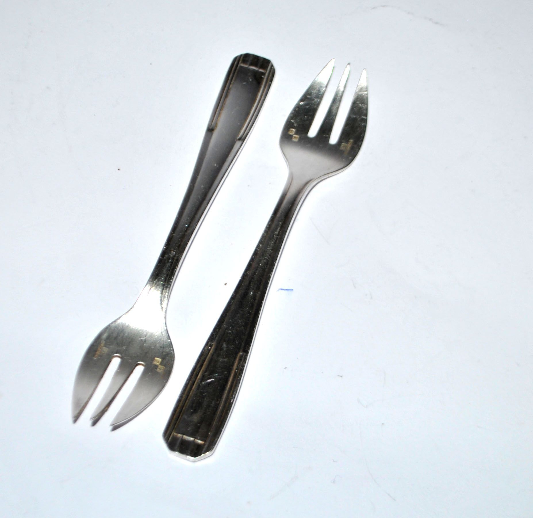 Christofle Alfenide – Lot of 2 dessert forks model Paris silver-plated Art Deco