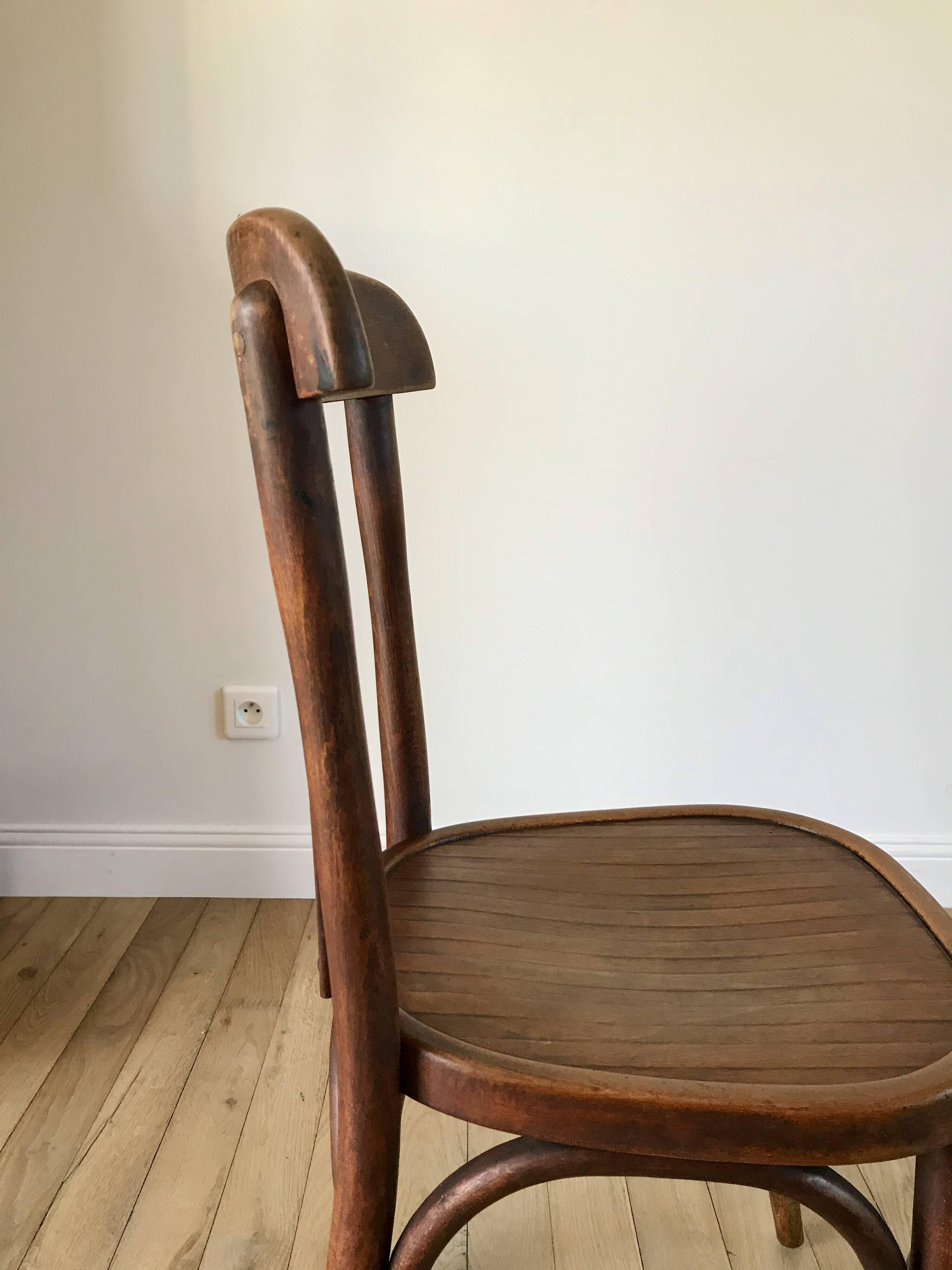 Set of 5 baumann bistro chairs in bent wood stamped xxth