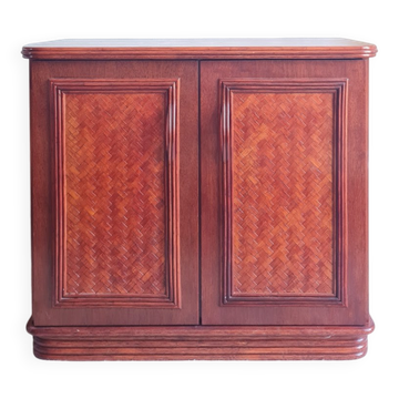 Buffet en rotin et bois circa années 70