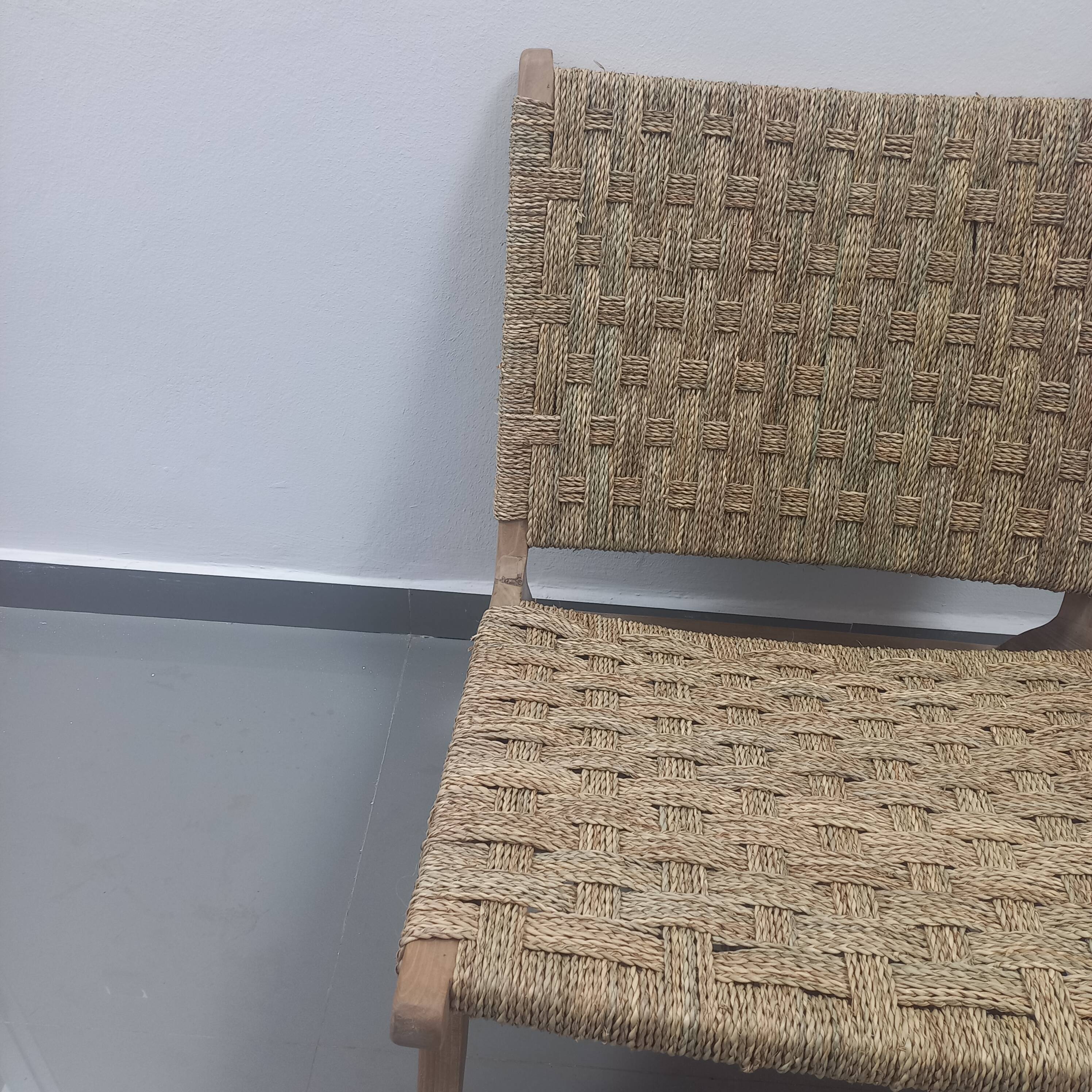 Chair woven from palm leaves