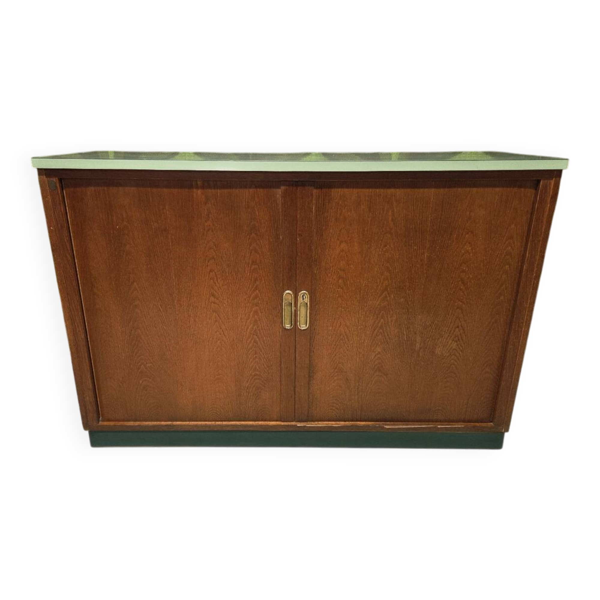 Meuble rideau rangement chêne 1960