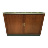 Meuble rideau rangement chêne 1960