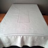 White linen tablecloth with handmade stitching 1.55 x 1.88 m