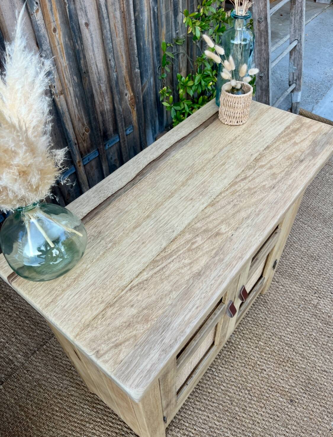 Solid wood and cane sideboard