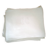 12 Damask napkins with lettering.