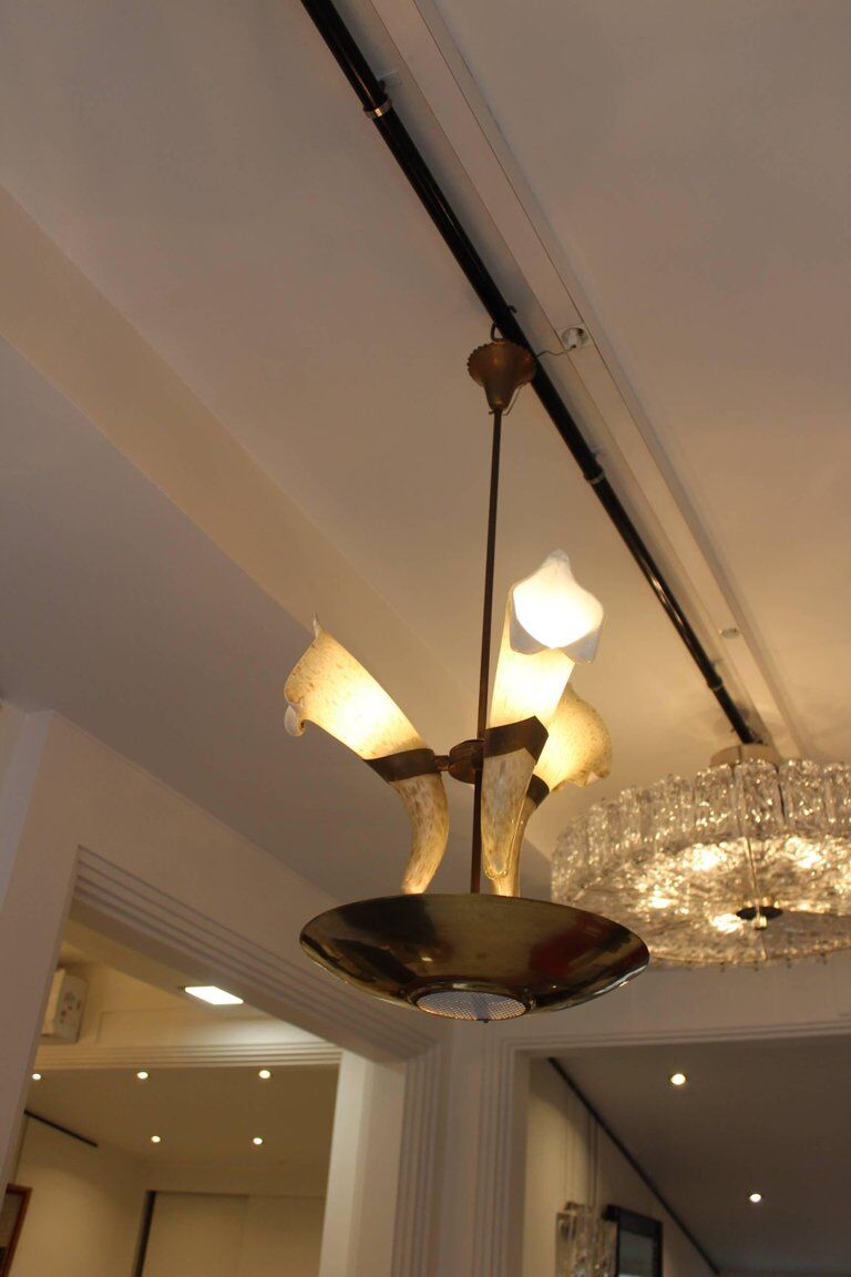 Italian chandelier with Cornucopias by Barovier Murano glass around 1960