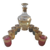 Liqueur carafe with 8 assorted greens
