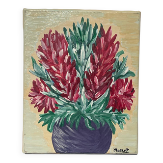 Painting of a bouquet of flowers in oil on canvas