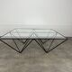 Pyramidal coffee table in steel wire and glass in the style of Piva