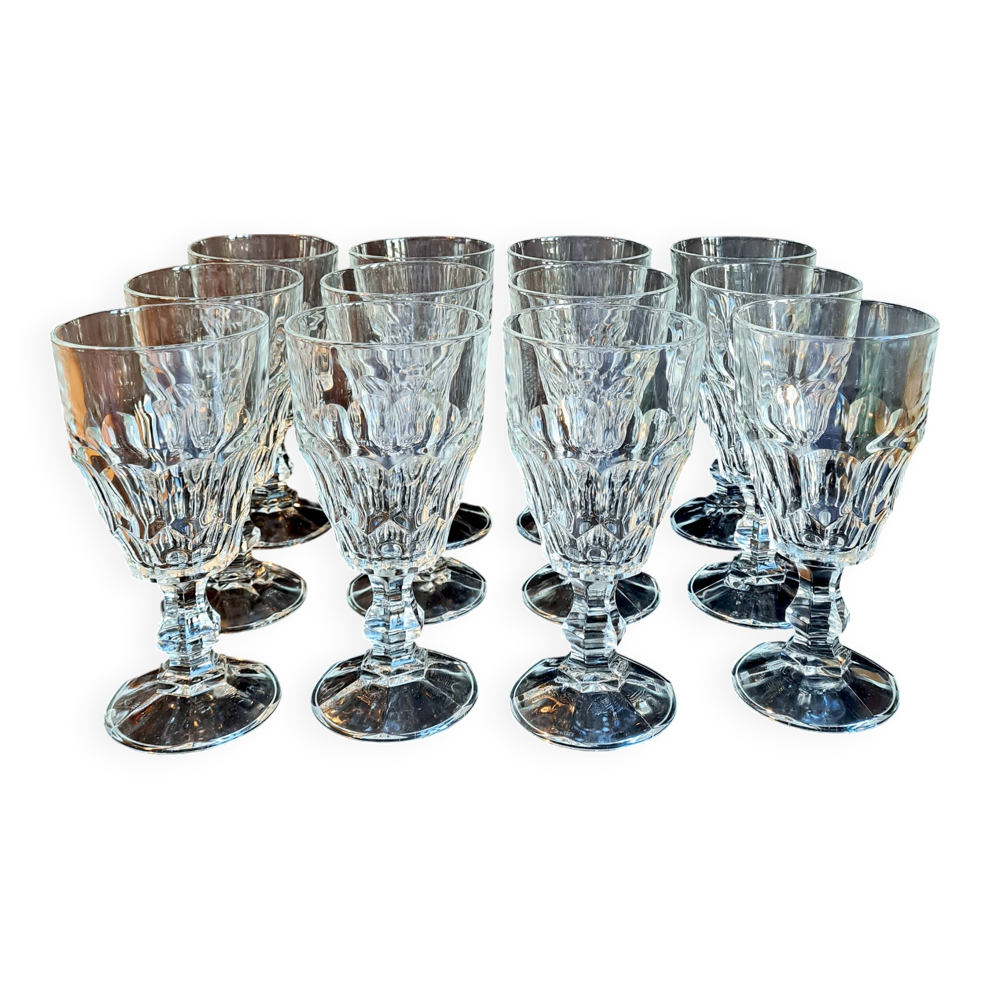 12 large stemmed glasses, vintage