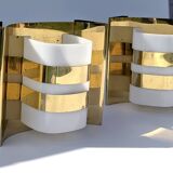 Pair of Hans-Agne Jakobsson V334/1 wall lamps in brass and opaline plastic