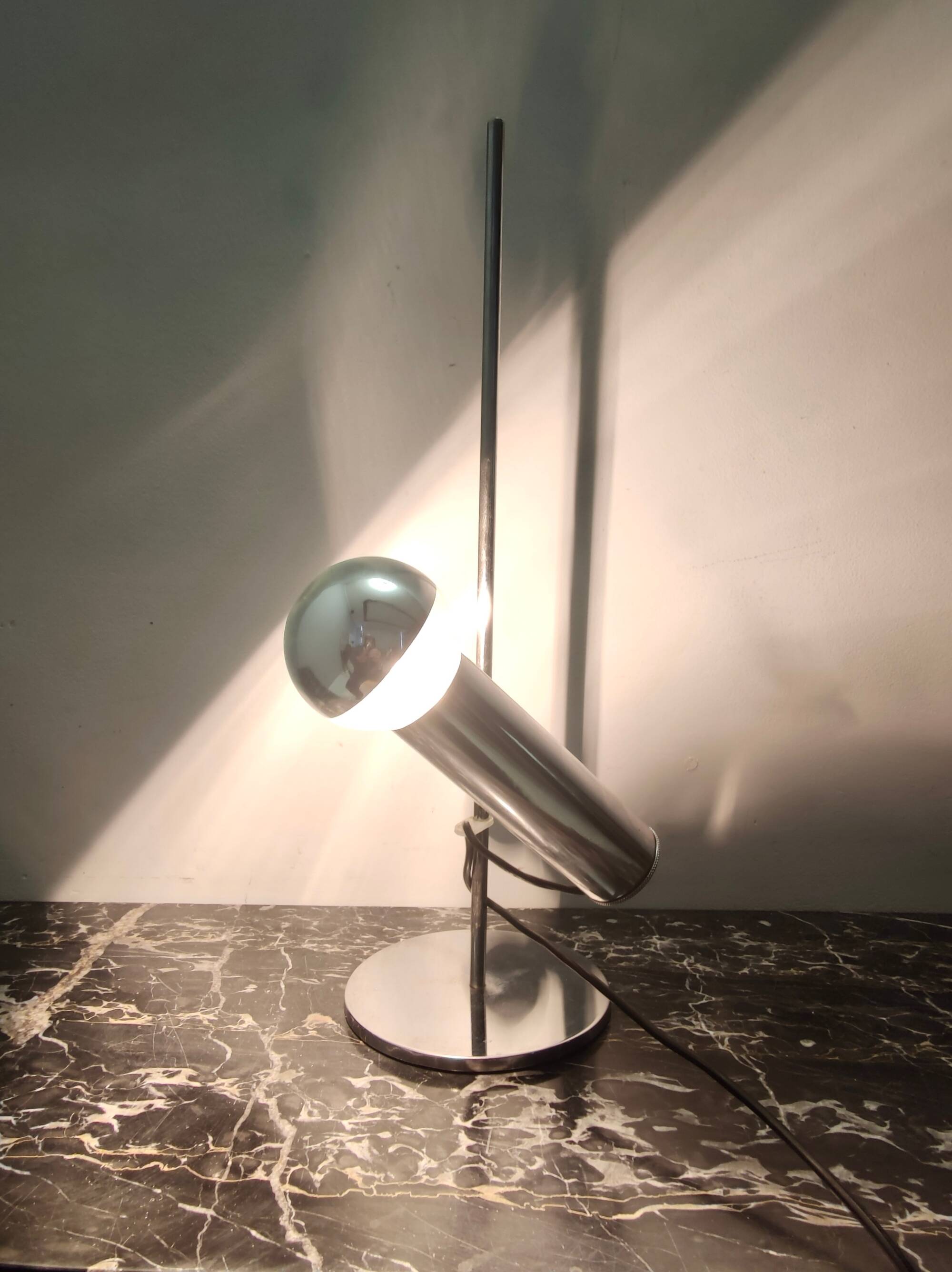 Chrome-Plated Brass Desk Lamp attr. to Giuseppe Ostuni for O-Luce, Italy