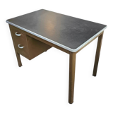 Industrial brown desk 1960s / linoleum inlay / model 7231 / Gispen / 1950s