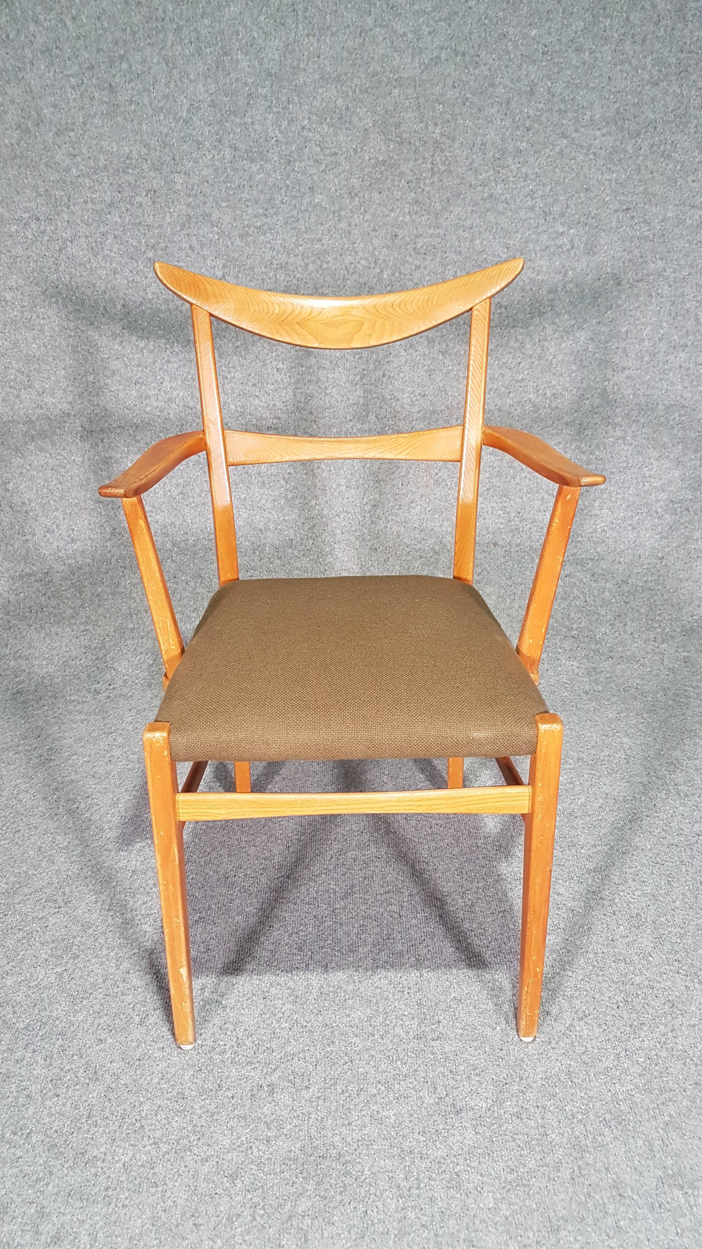 Set of 4 Dutch wooden dining armchairs in Danish style. 1950s