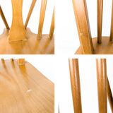 Paire de chaises vintage bois clair, dossier à barreaux, style campagne chic