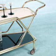 Vintage brass service trolley from the 1960s, Midcentury brass bar trolley.