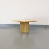 Vintage travertine hexagonal coffee table from the 70s 80s