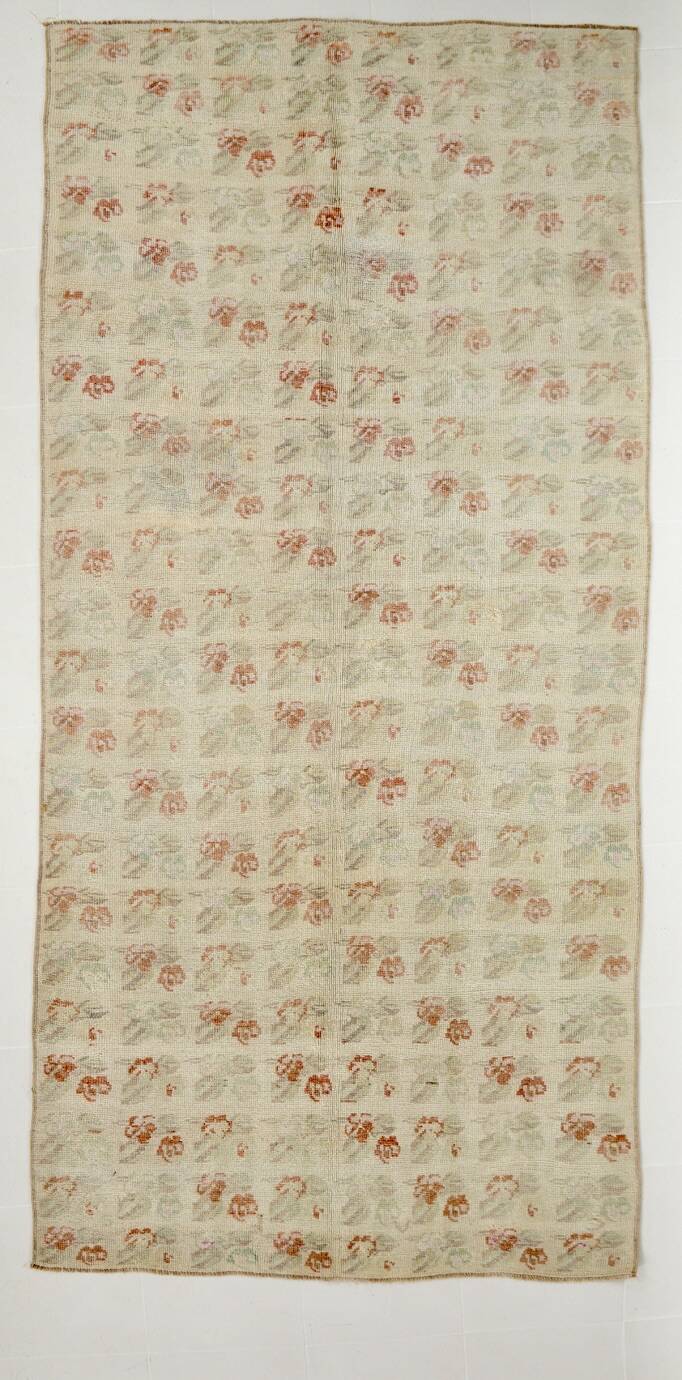 5x10 Floral Pattern Beige & Red Vintage Rug, 153x315Cm