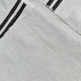 %100 Wool Beige & Black Striped Vintage Kilim Rug, 309x366 Cm