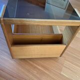 Danish bar coffee table in solid teak and smoked glass from the 50s and 60s