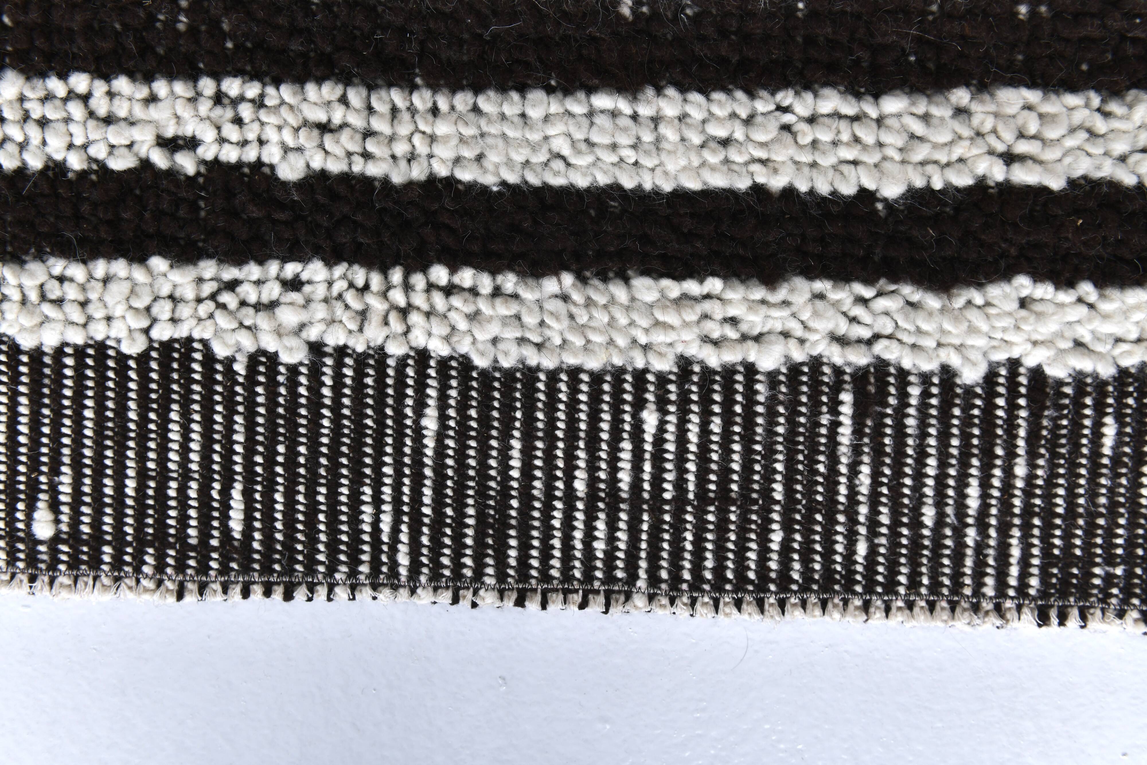 2x9 Brown White Striped Runner Rug, 69x289Cm SK 242096