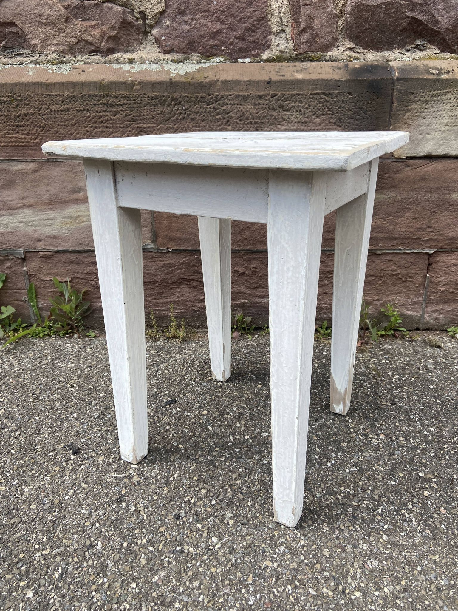 vintage rustic stool, French farmer Painted stool shabby chic 1930