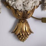 Pair of Louis XVI style wall lights in gilded and lacquered wood. Circa 1900.