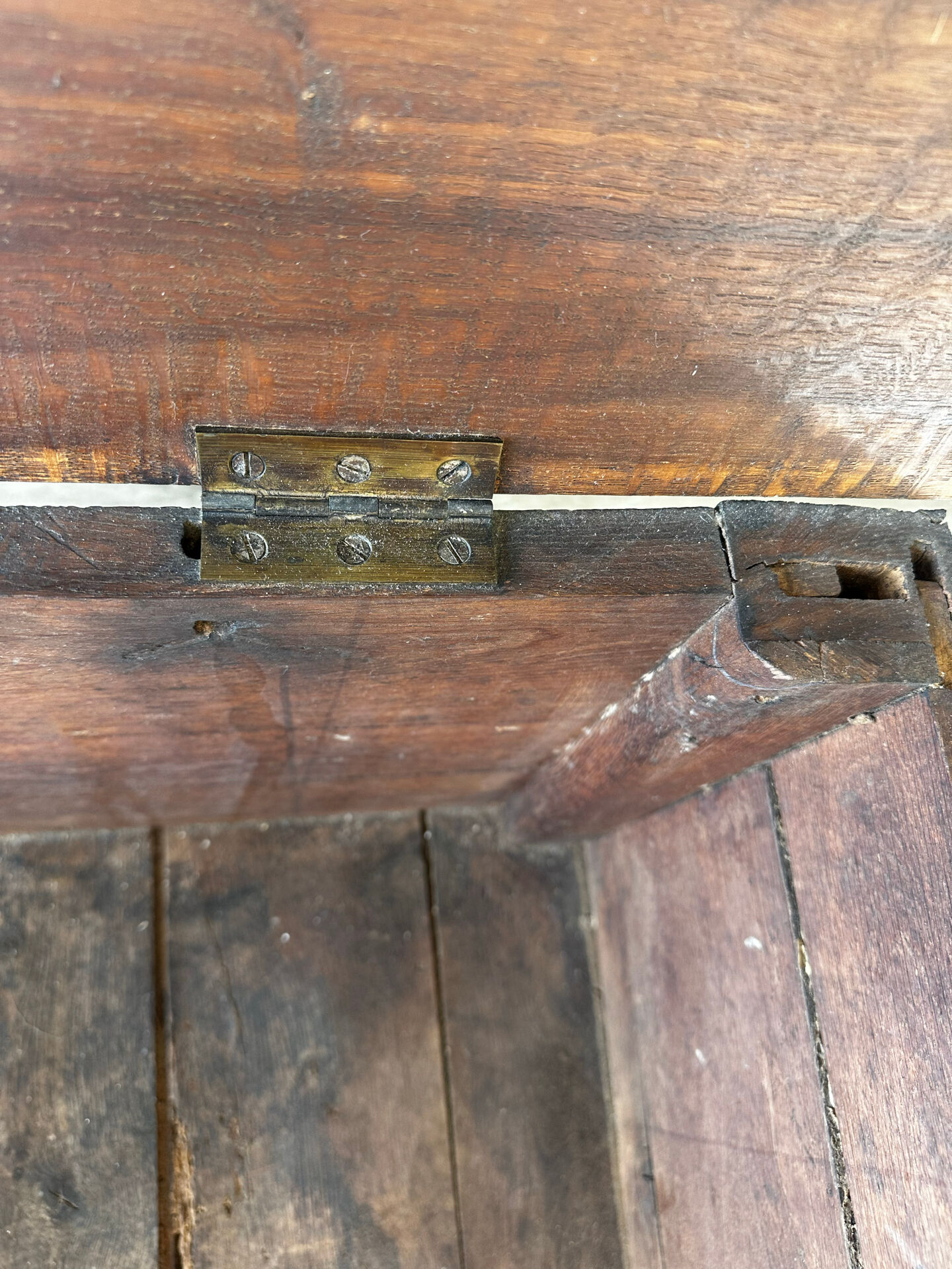 French provincial chest in carved and pegged solid oak, 18th century.