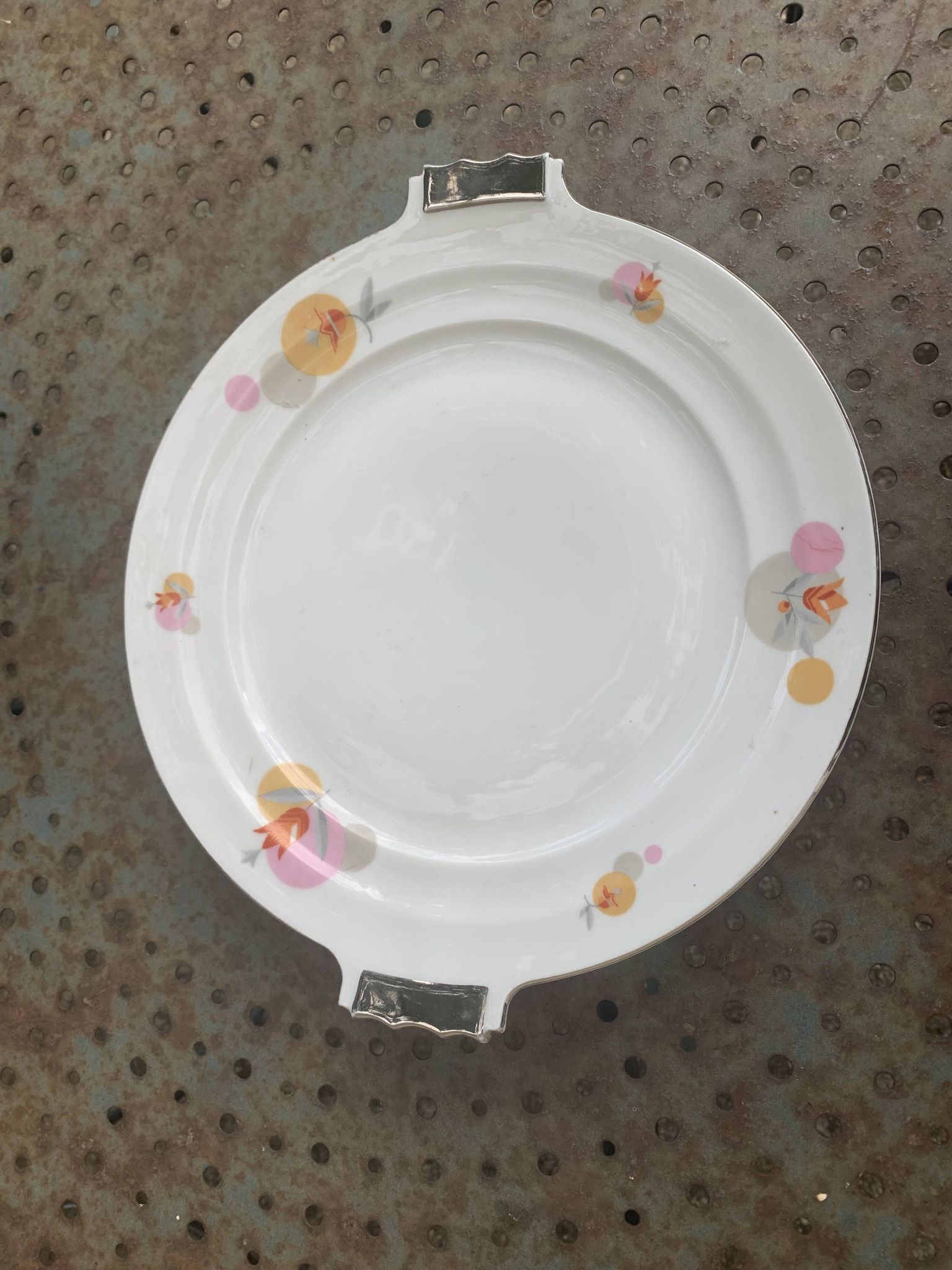 Vintage porcelain cake plate, stamped Czechoslovakia RK