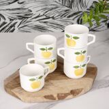 6 small coffee cups, apple decoration