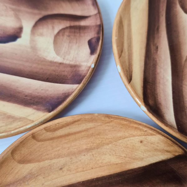 Service à café céramique faux-bois Vallauris 1960