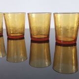 6 old amber colored glasses "lever" year 1970
