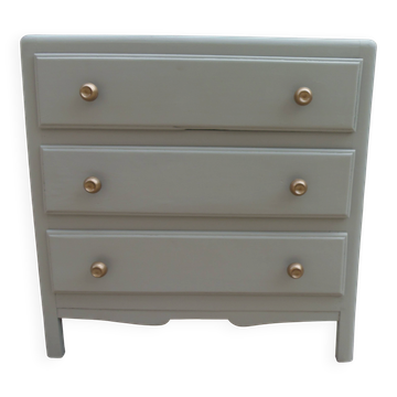 Vintage 1950s grey-green commode – waxed finish