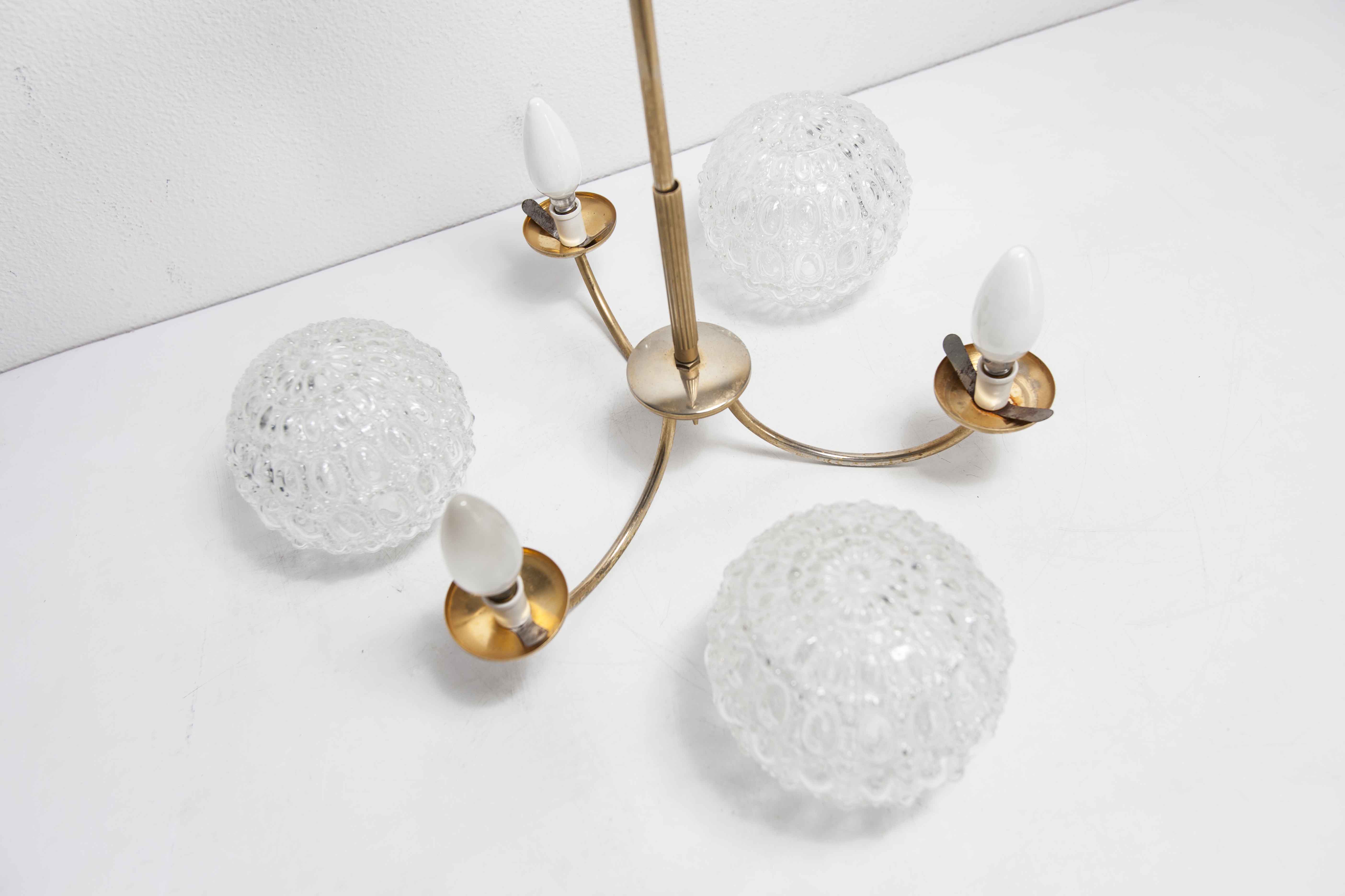 Brass ceiling and glass 3 balls 1960