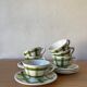 6 green and white checked coffee cups Moulin des Loups
