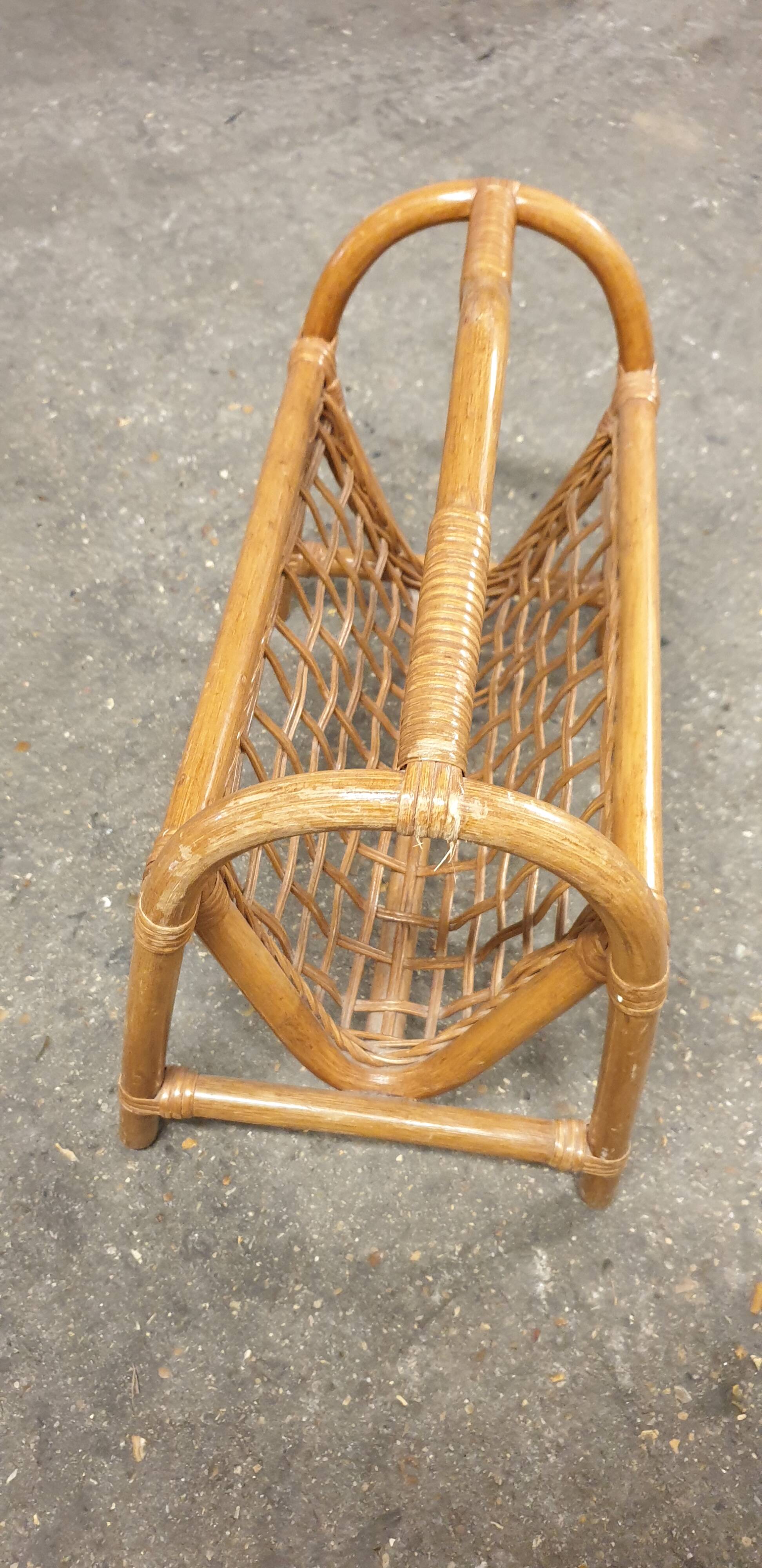 Seventies bamboo magazine rack