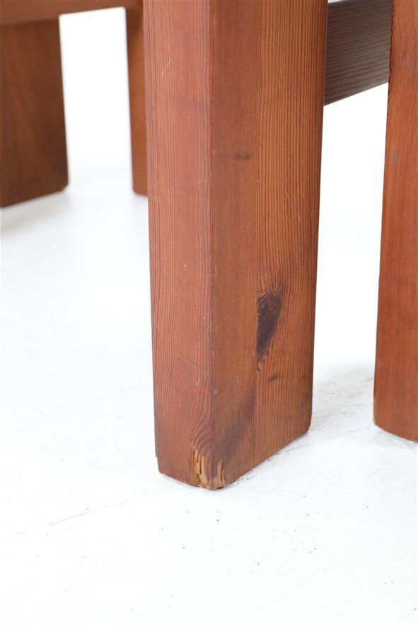 Set of 4 pinewood chairs by Sven Larsson / 1970s / Brutalism / Postmodern design