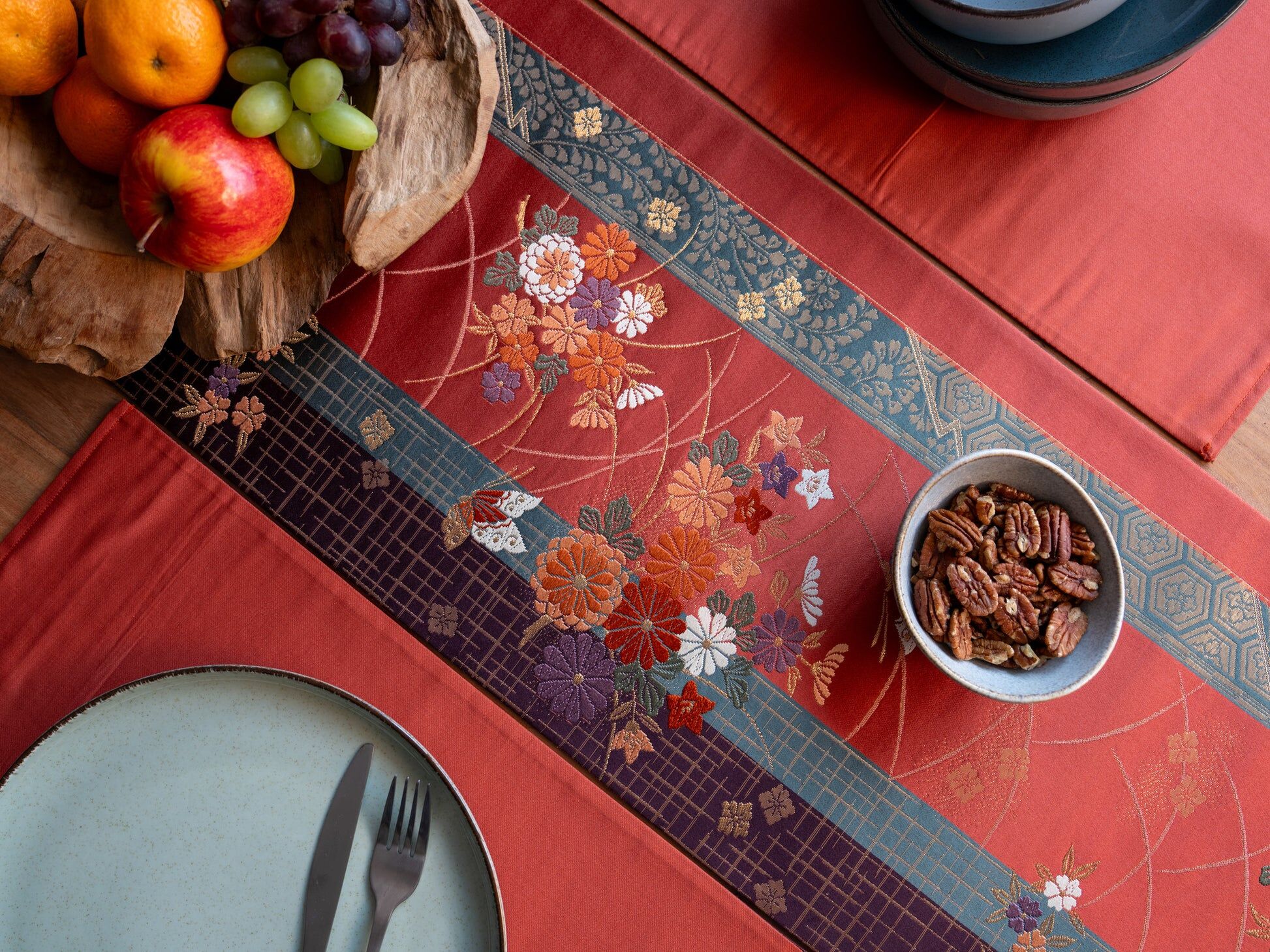 Imperial Garden Japanese silk table runner