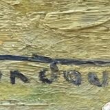 Tableau HSP "Village view with bell tower" signed + frame