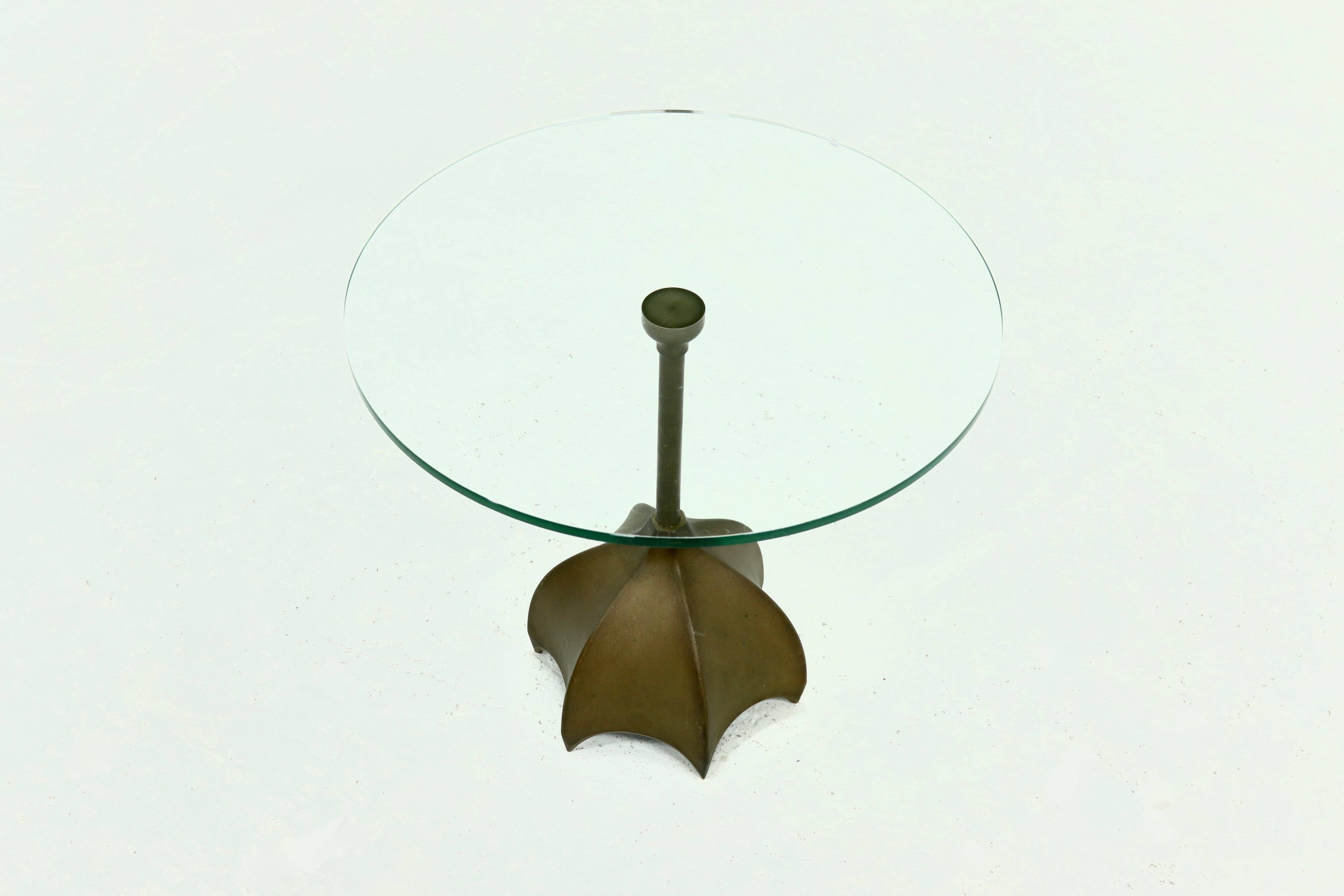 Bronze and Glass Side Table by Jan Des Bouvries for Quasar Holland 1990s